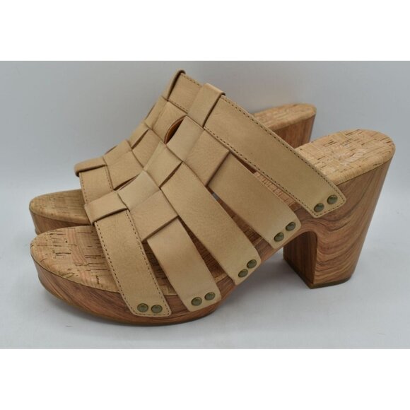 Kork Ease Womens Size 11 Devan Natural Nude Full Grain Leather Platform Sandals - Picture 1 of 11